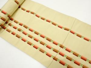アンティーク　本場筑前博多　縞模様織り出し　名古屋帯地反物
